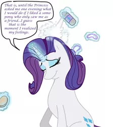 Size: 500x560 | Tagged: safe, artist:lightybulb, derpibooru import, rarity, pony, unicorn, brush, female, hair styling, hair tie, hairbrush, image, implied lesbian, implied rariluna, implied shipping, jpeg, simple background, solo, tumblr:ask luna and rarity, white background