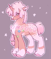 Size: 1778x2048 | Tagged: safe, artist:draw3, derpibooru import, oc, unofficial characters only, pony, unicorn, adoptable, braid, chest fluff, coat markings, colored hooves, ear piercing, earring, eye clipping through hair, eyebrows, eyebrows visible through hair, full body, hoof fluff, hooves, horn, image, jewelry, jpeg, nose piercing, outline, piercing, solo, standing, tail, unicorn oc, watermark, white outline