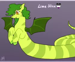 Size: 1200x997 | Tagged: safe, artist:greenarsonist, derpibooru import, oc, oc:lime slice, unofficial characters only, bat pony, hybrid, lamia, original species, pony, snake, snake pony, asexual, asexual pride flag, bat pony oc, bat wings, hybrid oc, image, png, pride, pride flag, smiling, solo, spread wings, tooth, unshorn fetlocks, wings