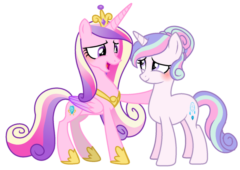 Size: 1280x908 | Tagged: safe, artist:venomtwt-artistowo, derpibooru import, princess cadance, oc, oc:bundle joy, alicorn, pony, unicorn, base used, blushing, clothes, colored wings, crown, cutie mark, female, gradient mane, gradient wings, horn, image, jewelry, looking at each other, looking at someone, mare, open mouth, open smile, png, regalia, shoes, simple background, smiling, transparent background, wings
