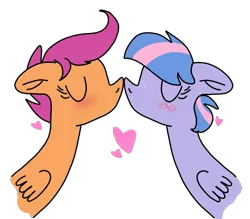 Size: 2267x1988 | Tagged: artist needed, source needed, safe, derpibooru import, scootaloo, wind sprint, pegasus, pony, blushing, cute, cutealoo, female, heart, high res, image, kissing, lesbian, png, scootasprint, shipping, simple background, sprintabetes, transparent background