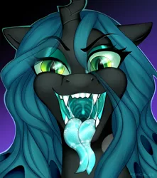 Size: 3000x3400 | Tagged: suggestive, derpibooru import, queen chrysalis, blue tongue, drool, image, imminent vore, mawshot, open mouth, png, sharp teeth, teeth, vore