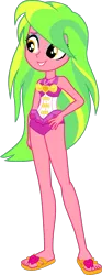 Size: 633x1693 | Tagged: safe, artist:dustinwatsongkx, derpibooru import, lemon zest, equestria girls, clothes, clothes swap, feet, geode of sugar bombs, image, magical geodes, png, sandals, simple background, solo, swimsuit, swimsuit swap, transparent background, vector