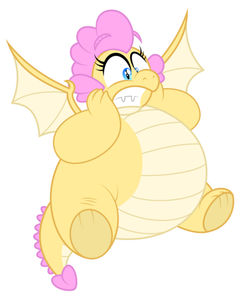 Size: 1600x1982 | Tagged: safe, artist:aleximusprime, derpibooru import, oc, oc:buttercream, oc:buttercream the dragon, dragon, flurry heart's story, airborne, belly, big belly, chubby, cute, dragoness, dragon oc, fat, female, flapping wings, flying, hands on cheeks, heart shaped, image, plump, png, scared, shocked, wings