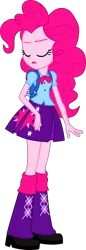 Size: 615x1778 | Tagged: safe, artist:dustinwatsongkx, derpibooru import, pinkie pie, equestria girls, backpack, clothes swap, eyes closed, female, image, png, simple background, solo, transparent background, vector