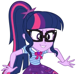 Size: 2978x2894 | Tagged: safe, artist:sketchmcreations, derpibooru import, sci-twi, twilight sparkle, equestria girls, equestria girls series, holidays unwrapped, spoiler:eqg series (season 2), bowtie, female, geode of telekinesis, glasses, image, magical geodes, png, simple background, smiling, the cider louse fools, transparent background, vector