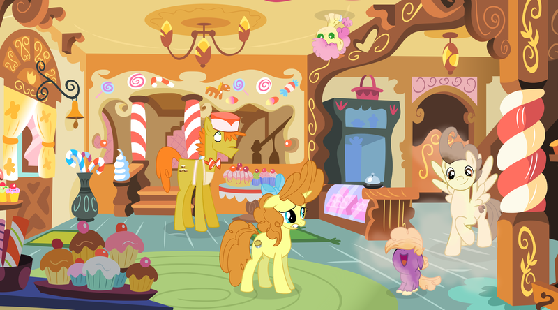 Size: 3049x1694 | Tagged: safe, artist:mcrespin88, derpibooru import, carrot cake, li'l cheese, little mac, pinkie pie, pound cake, pumpkin cake, pony, the last problem, baby, baby pony, base used, cartoon physics, image, like parent like child, older, older pound cake, older pumpkin cake, pinkie being pinkie, pinkie physics, png, sugarcube corner