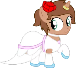 Size: 2554x2272 | Tagged: safe, artist:peternators, derpibooru import, oc, oc:heroic armour, unofficial characters only, pony, clothes, collar, colt, crossdressing, dress, fake eyelashes, femboy, flower, flower filly, foal, frilly socks, horn, horn ring, image, jewelry, male, png, ring, rose, shoes, simple background, socks, thigh highs, transparent background
