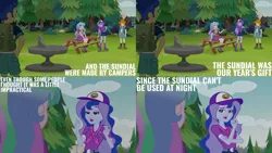 Size: 1280x720 | Tagged: safe, derpibooru import, edit, edited screencap, editor:quoterific, screencap, flash sentry, princess celestia, princess luna, equestria girls, legend of everfree, camp everfree outfits, clothes, eyes closed, female, image, jpeg, male, open mouth, principal celestia, shoes, vice principal luna