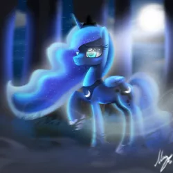 Size: 2300x2300 | Tagged: safe, artist:opal_radiance, derpibooru import, princess luna, alicorn, pony, 2020, ethereal mane, eyelashes, female, full moon, image, jewelry, mare, moon, night, png, raised hoof, signature, starry mane, stars, tiara