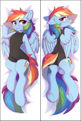 Size: 857x1283 | Tagged: safe, artist:fensu-san, derpibooru import, rainbow dash, pegasus, pony, semi-anthro, adorasexy, blushing, body pillow, body pillow design, butt, clothes, cute, female, image, jpeg, looking at you, looking back, looking back at you, mare, sexy, solo, stupid sexy rainbow dash, sweat, underhoof