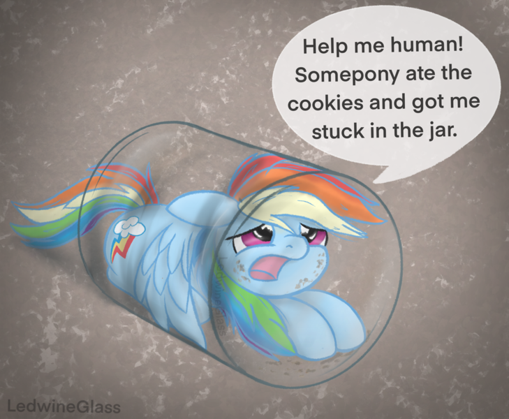 Size: 2386x1963 | Tagged: safe, artist:ledwine glass, derpibooru import, edit, cookie crumbles, rainbow dash, pegasus, pony, adorable distress, blatant lies, crayon drawing, crumbs, cute, cutie mark, dialogue, female, floppy ears, image, imminent cum jar, jar, lying down, mare, open mouth, png, sad, sad eyes, sadorable, simple background, solo, spread wings, text, this will end in colic, this will end in cum, this will not end well, traditional art, wings