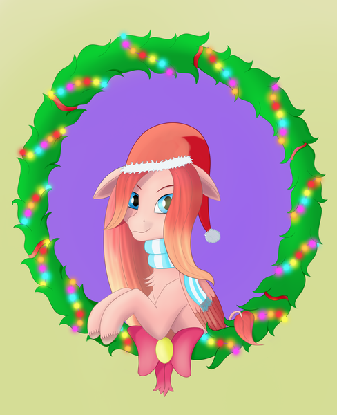 Size: 2106x2592 | Tagged: safe, derpibooru import, oc, pegasus, pony, bust, christmas, female, holiday, holly, image, mare, png, portrait, solo