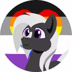 Size: 900x900 | Tagged: safe, artist:rockhoppr3, derpibooru import, oc, oc:ace hearts, unofficial characters only, asexual pride flag, image, png, pride, pride flag, profile picture, rainbow flag, scrunchy face, simple background, solo, transparent background