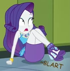 Size: 641x651 | Tagged: suggestive, artist:thedarkpony, derpibooru import, edit, edited screencap, screencap, rarity, best trends forever, equestria girls, equestria girls series, accident, cropped, fart, fart noise, female, fetish, image, implied messing, implied pooping, implied scat, messing, onomatopoeia, panties, pantypoop, png, scat, shocked, shocked expression, sitting, sound effects, underwear
