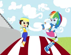 Size: 2640x2052 | Tagged: safe, artist:mlpandboboiboyfan, derpibooru import, rainbow dash, equestria girls, boboiboy, image, png, running, stadium, ying