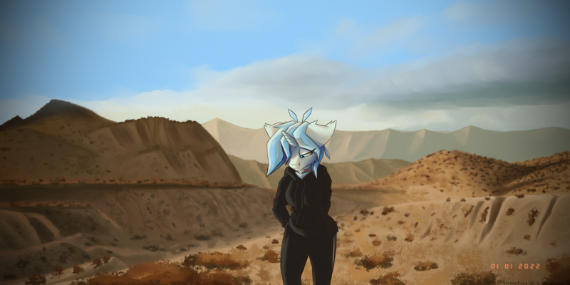 Size: 8192x4096 | Tagged: safe, artist:aurorakins, derpibooru import, oc, oc:aurora, unofficial characters only, anthro, pony, unicorn, anthro oc, clothes, hoodie, image, photo, png, scenery