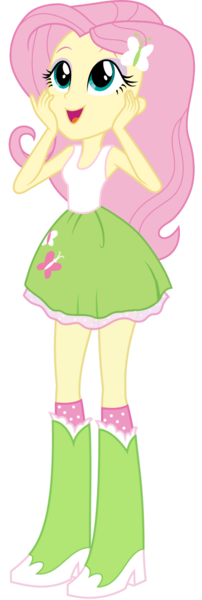 Size: 494x1467 | Tagged: safe, artist:cloudyglow, artist:mewtwo-ex, artist:rupahrusyaidi, derpibooru import, edit, vector edit, fluttershy, equestria girls, hands on cheeks, image, open mouth, open smile, png, simple background, smiling, solo, transparent background, vector