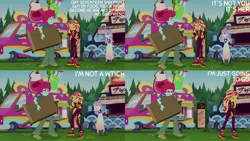 Size: 1280x720 | Tagged: safe, derpibooru import, edit, edited screencap, editor:quoterific, screencap, sunset shimmer, equestria girls, equestria girls series, sunset's backstage pass!, spoiler:eqg series (season 2), clothes, eyes closed, female, geode of empathy, hand on hip, image, jacket, leather, leather jacket, magical geodes, male, music festival outfit, open mouth, png, shoes