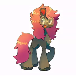 Size: 768x768 | Tagged: safe, artist:zira_dawn, derpibooru import, oc, oc:soulful mirror, unofficial characters only, earth pony, pony, derpibooru community collaboration, 2022 community collab, blank flank, earth pony oc, glasses, image, jpeg, markings, simple background, solo, white background