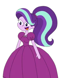 Size: 1515x1865 | Tagged: safe, artist:rarity525, derpibooru import, starlight glimmer, equestria girls, clothes, dress, female, gown, image, open mouth, png, poofy shoulders, simple background, solo, transparent background