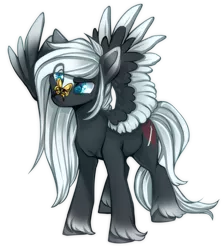 Size: 750x843 | Tagged: safe, artist:cabbage-arts, derpibooru import, oc, oc:sacred blade, unofficial characters only, butterfly, insect, pegasus, pony, commission, commissioner:kahai99, image, pegasus oc, png, simple background, solo, transparent background, unshorn fetlocks, wings