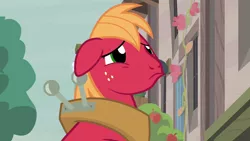 Size: 1280x720 | Tagged: safe, derpibooru import, screencap, big macintosh, earth pony, pony, hard to say anything, big macintosh's yoke, cute, horse collar, image, macabetes, male, png, pouting, puppy dog eyes, sad, sadorable, solo, stallion