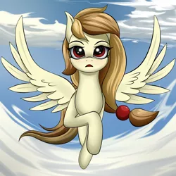 Size: 2600x2600 | Tagged: safe, artist:palibrik, derpibooru import, oc, oc:alice goldenfeather, unofficial characters only, pegasus, pony, female, flying, image, pe, pegasus oc, png, sky, spread wings, wings