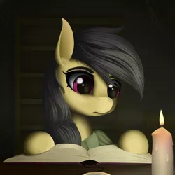 Size: 3000x3000 | Tagged: safe, artist:palibrik, derpibooru import, daring do, pegasus, pony, book, candle, female, image, missing ear, png, reading, solo
