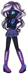 Size: 682x1758 | Tagged: safe, artist:fantarianna, derpibooru import, nightmare rarity, equestria girls, boots, clothes, ear piercing, equestria girls-ified, eyelashes, female, high heel boots, image, makeup, piercing, png, shoes, simple background, skirt, smiling, solo, transparent background