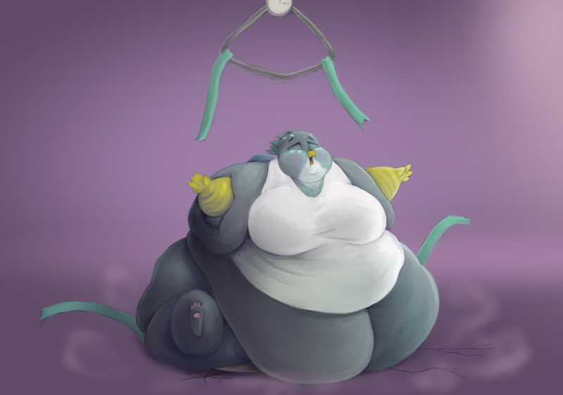 Size: 2846x1997 | Tagged: questionable, artist:lupin quill, derpibooru import, gabby, anthro, unguligrade anthro, bbw, belly, big belly, big breasts, bingo wings, blushing, breasts, butt, cankles, chubby cheeks, clothes, double chin, eyes closed, fat, fat fetish, female, fetish, image, large butt, lineless, morbidly obese, obese, open mouth, png, property damage, rolls of fat, scale, shirt, solo, solo female, ssbbw, thighs, thunder thighs, tight clothing