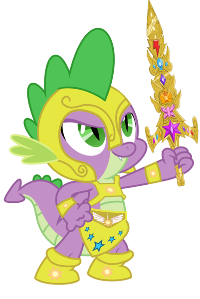 Size: 5500x8239 | Tagged: safe, artist:ponygamer2020, derpibooru import, spike, dragon, absurd resolution, armor, artifact, boots, clothes, combined, cutie mark, element of generosity, element of harmony, element of honesty, element of kindness, element of laughter, element of loyalty, element of magic, elements of harmony, emblem, gauntlet, grin, helmet, image, implied princess celestia, kamen rider, male, object, png, pose, royal guard, royal guard spike, shoes, show accurate, simple background, smiling, solo, stars, sword, sword of harmony, transparent background, vector, weapon