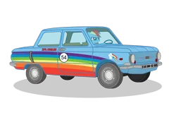 Size: 3061x1959 | Tagged: safe, artist:dolphinfox, derpibooru import, rainbow dash, 20% cooler, car, driving, image, license plate, png, racecar, zaz 966