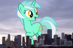 Size: 2200x1467 | Tagged: safe, artist:moongazeponies, derpibooru import, lyra heartstrings, pony, unicorn, female, giant lyra heartstrings, giant pony, giant unicorn, giantess, highrise ponies, houston, image, irl, macro, mare, mega giant, photo, png, ponies in real life, texas