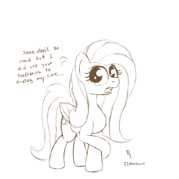 Size: 2000x2000 | Tagged: safe, artist:dafiltafish, derpibooru import, flitterheart, pegasus, pony, image, monochrome, png, sketch, solo