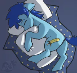 Size: 1174x1113 | Tagged: safe, alternate version, artist:tsswordy, derpibooru import, oc, oc:swordy, unofficial characters only, earth pony, pony, floppy ears, hug, image, male, pillow, pillow hug, png, simple background, sleeping, solo