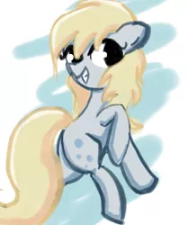 Size: 1818x2170 | Tagged: safe, artist:solid shrimp, derpibooru import, derpy hooves, earth pony, pony, abstract background, female, grin, hooves, image, png, smiling, solo, tail