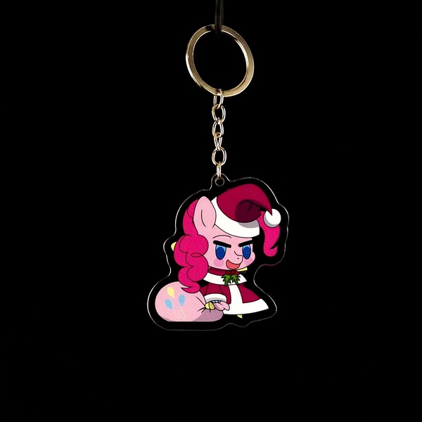 Size: 1666x1665 | Tagged: safe, artist:dimanizma, artist:shop4geek, derpibooru import, pinkie pie, earth pony, pony, acrylic plastic, bag, charm, christmas, clothes, costume, cute, fate/stay night, female, handmade, happy new year, hat, holiday, image, irl, jpeg, keychain, merchandise, padoru, party, photo, santa costume, santa hat, solo