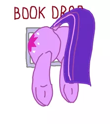 Size: 827x927 | Tagged: safe, artist:purblehoers, derpibooru import, twilight sparkle, pony, unicorn, 1000 hours in ms paint, book, bookhorse, butt, female, image, mare, ms paint, png, simple background, solo, that pony sure does love books, underhoof, unicorn twilight, white background