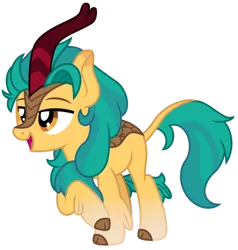 Size: 1024x1075 | Tagged: safe, artist:emeraldblast63, derpibooru import, hitch trailblazer, kirin, g5, image, kirinified, lidded eyes, male, open mouth, open smile, png, simple background, smiling, solo, species swap, transparent background, vector