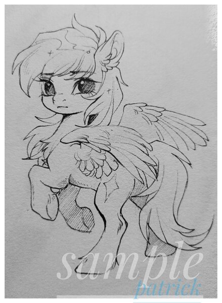 Size: 1499x2048 | Tagged: safe, artist:paipaishuaige, derpibooru import, oc, unofficial characters only, pegasus, pony, chest fluff, image, jpeg, looking at you, looking back, looking back at you, solo, spread wings, traditional art, wings