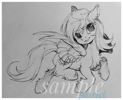 Size: 2048x1660 | Tagged: safe, artist:paipaishuaige, derpibooru import, oc, unofficial characters only, pegasus, pony, chest fluff, flying, image, jpeg, looking at you, smiling, spread wings, traditional art, wings