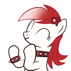 Size: 770x770 | Tagged: safe, artist:nyrotic, color edit, derpibooru import, edit, oc, oc:ryd, pony, animated, clapping, clapping ponies, collar, colored, female, gif, image, mare, return youtube dislike, simple background, solo, spiked collar, transparent background, wristband