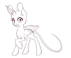 Size: 1831x1498 | Tagged: safe, artist:fuufuucuddles, derpibooru import, oc, unofficial characters only, alicorn, pony, alicorn oc, bald, base, eyelashes, female, horn, image, lineart, mare, png, raised hoof, simple background, smiling, solo, transparent background, wings