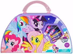 Size: 500x368 | Tagged: safe, derpibooru import, fluttershy, pinkie pie, rainbow dash, rarity, twilight sparkle, art case, case, crayons, image, jpeg, markers, merchandise, sambro, stock vector, traditional art