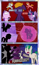 Size: 1920x3169 | Tagged: safe, artist:alexdti, derpibooru import, starlight glimmer, twilight sparkle, twilight sparkle (alicorn), oc, oc:aqua lux, oc:marco, oc:purple creativity, oc:warm focus, alicorn, pegasus, pony, unicorn, comic:quest for friendship, comic, crying, dialogue, eyes closed, female, female to male, floppy ears, folded wings, glasses, glow, glowing horn, gritted teeth, high res, hooves, horn, image, jpeg, looking at someone, magic, male, mare, nose in the air, onomatopoeia, open mouth, pegasus oc, purple eyes, raised hoof, rule 63, shoulder angel, shoulder devil, shrunken pupils, speech bubble, spread wings, stallion, teary eyes, two toned mane, underhoof, unicorn oc, wavy mouth, wings, yelling