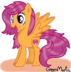 Size: 3776x3832 | Tagged: safe, artist:greenmarta, artist:magicdartart, derpibooru import, scootaloo, pegasus, pony, base used, female, image, older, older scootaloo, open mouth, png, simple background, solo, spread wings, transparent background, wings
