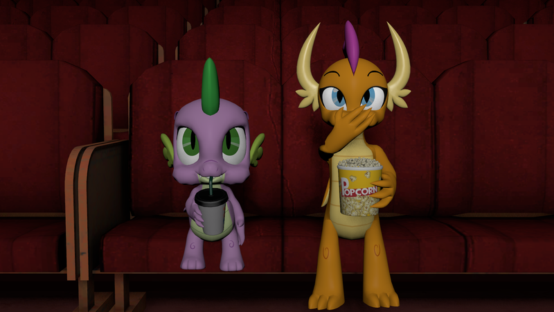 Size: 1920x1080 | Tagged: safe, artist:ponygamer2020, artist:ponygamersfm, derpibooru import, smolder, spike, dragon, 3d, blushing, cinema, cute, date, dragoness, drink, duo, ear, eating, female, food, full mouth, happy, horn, image, looking up, male, mouth, movie, png, popcorn, shipping, sitting, smiling, smolderbetes, source filmmaker, spikabetes, spolder, straight, watch, winged spike, wings