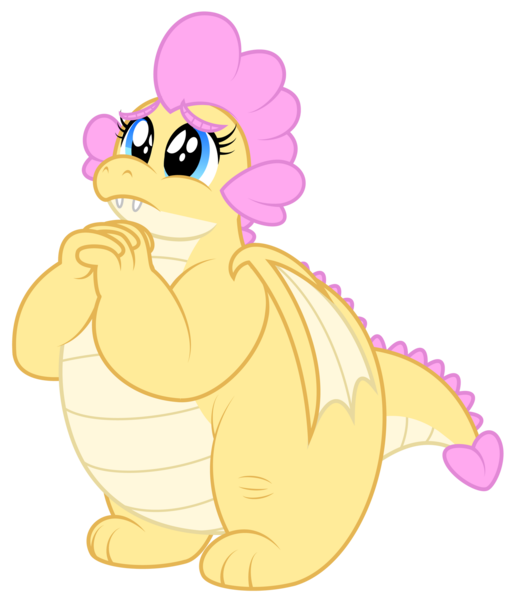 Size: 1600x1863 | Tagged: safe, artist:aleximusprime, derpibooru import, oc, oc:buttercream, oc:buttercream the dragon, dragon, flurry heart's story, big eyes, chubby, cute, dilated pupils, dragoness, dragon oc, fat, female, image, please, plump, png