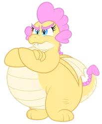 Size: 1600x1952 | Tagged: safe, artist:aleximusprime, derpibooru import, oc, oc:buttercream, oc:buttercream the dragon, dragon, flurry heart's story, angry, chubby, crossed arms, cute, disappointed, dragoness, dragon oc, fat, female, heart shaped, image, plump, png